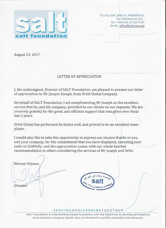 Recommendation letter 07 for Orbit Global